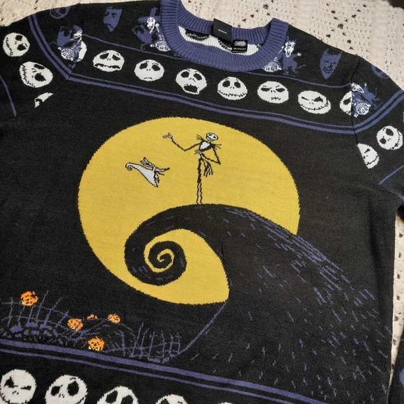 Disney Sweaters - Nightmare Before Christmas Sweater Womens 2XL Jack Skeleton AOP‎ Ugly Party Fun